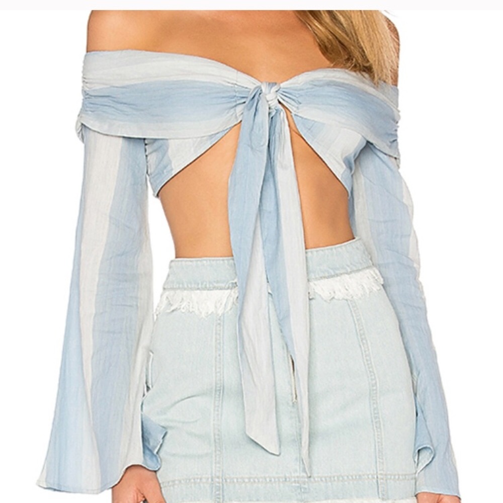 MAJORELLE blue crop top rum runner top